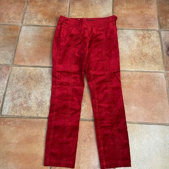 Anthropologie Pants - Anthropologie the essential slim red velvet ankle pant size 0